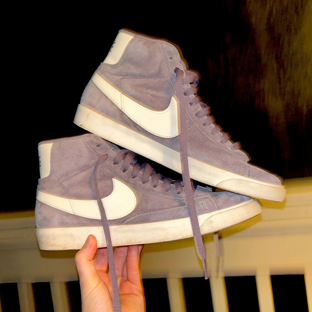 Nike Women's Mid-Top Suede Sneakers in Lavender and White